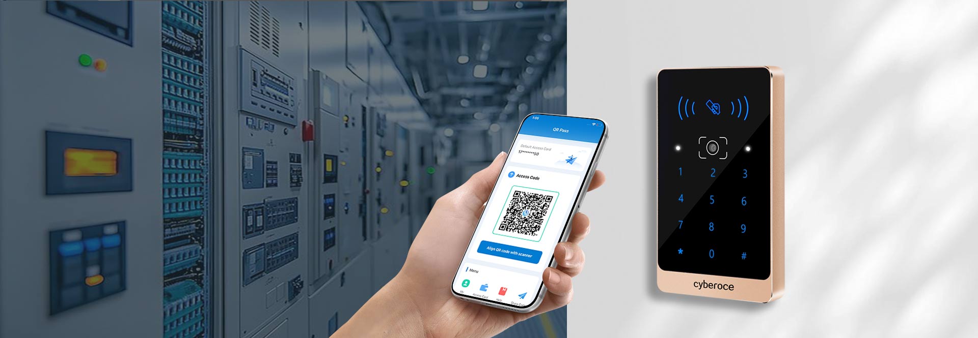 C3 QR code access reader with metal case,connected with any-third party brand access controller via RS485.Applied in scenario of server room.