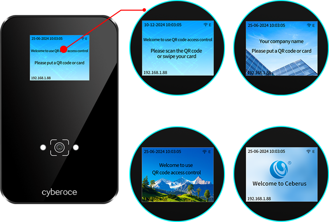 Cyberoce CR09EU QR access reader with 2.0-inch customizable display for data view and quick troubleshooting