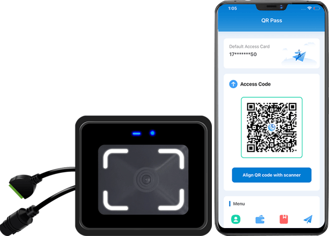 CR20E QR code access control terminal with time & frequency limited temporary visitor QR credential.