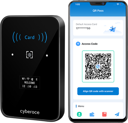 CR02EN QR code access control terminal with time & frequency limited temporary visitor QR credential.