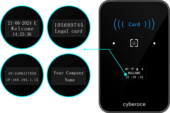 Cyberoce CR02EN QR access reader with 0.96-inch customizable display for data view and quick troubleshooting
